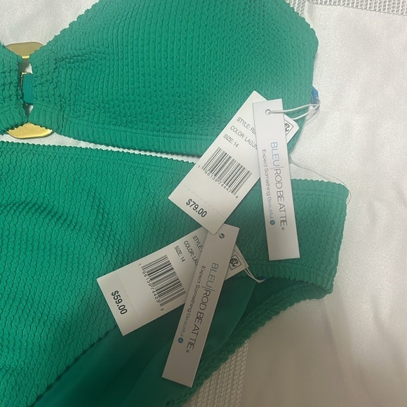 BLEU Rod Beattie Pucker Up Textured Bralette Bikini Top and Bottom Size 14 - Picture 9 of 10